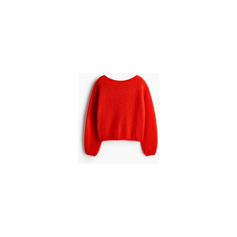 H&M - Jemně pletený svetrs lodičkovým výstřihem - Jasně Oranžová