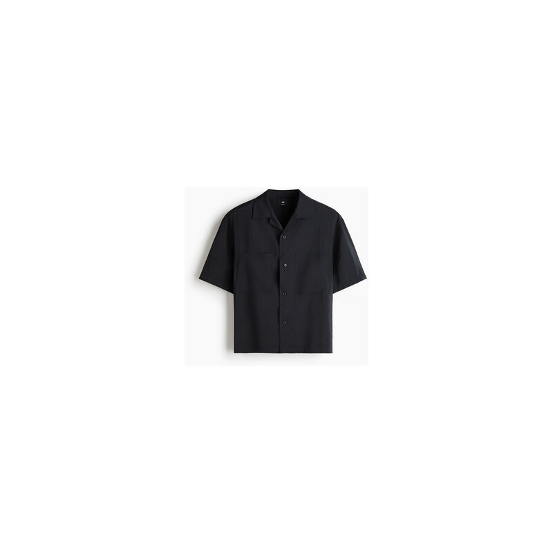 H&M - Košile z modalové směsis rozhalenkou Relaxed Fit - Černá
