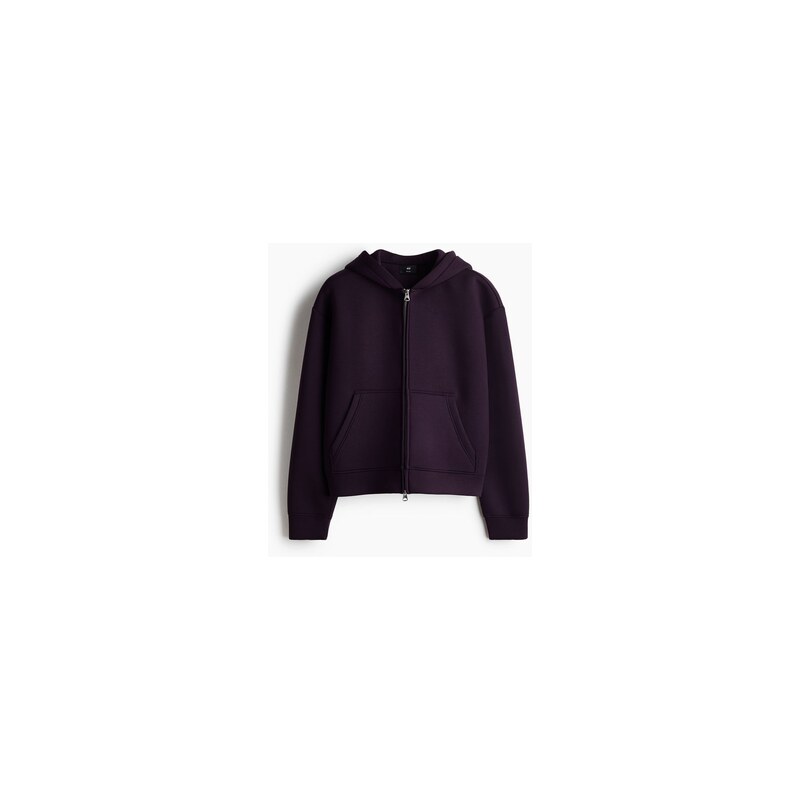 H&M - Bunda z materiálu scubas kapucí Loose Fit - Tmavě Fialová