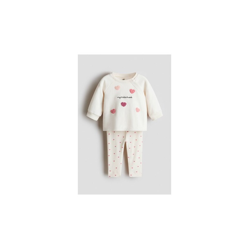 H&M - Dvoudílná bavlněná souprava - Bílá/My Little Heart
