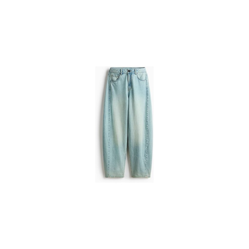 H&M - Barrel High Waist Jeans - Světlý Denim Blue