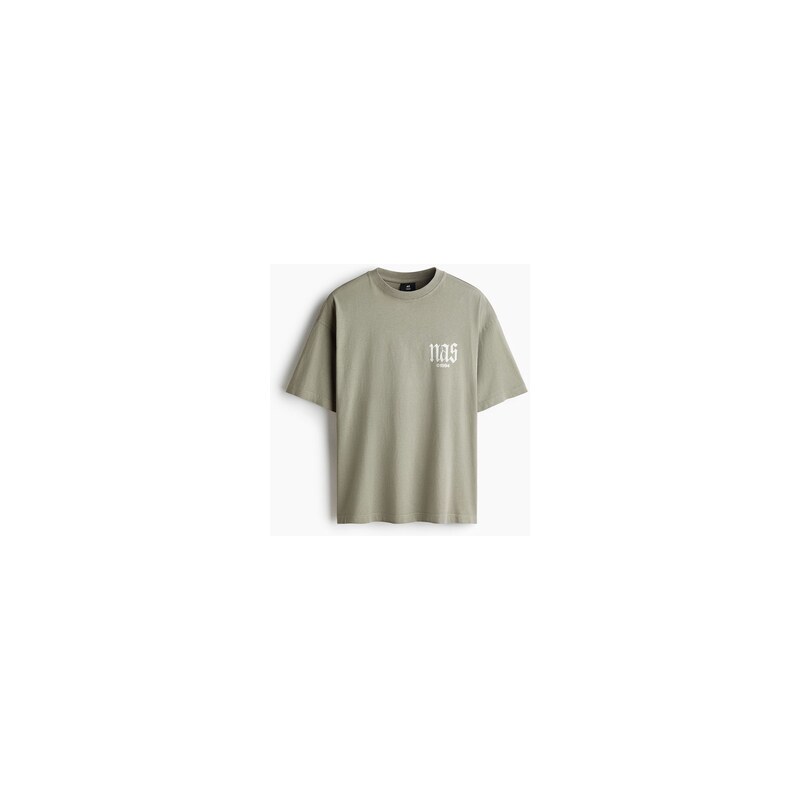 H&M - Tričko Oversized Fit - Tlumená Olivově Zelená/Nas