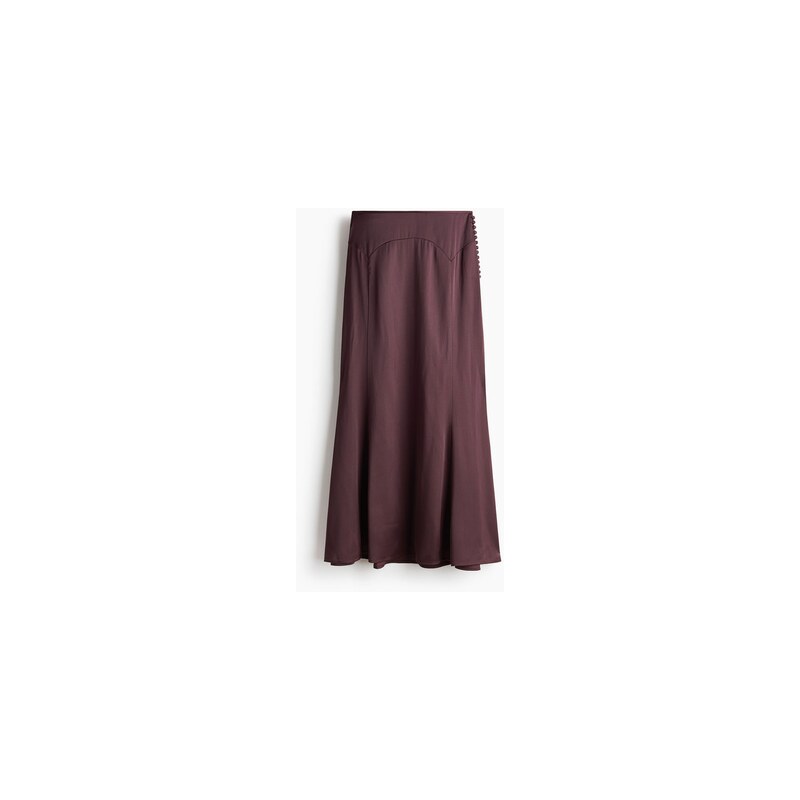 H&M - Rozšiřující se sukně s knoflíky - Tlumená Tmavě Fialová