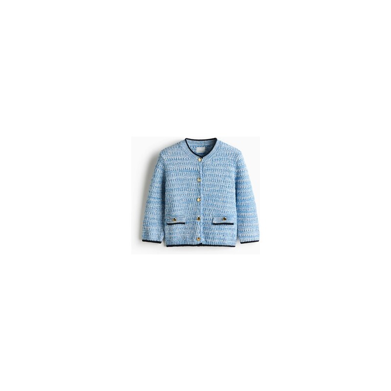 H&M - Propínací svetr z úpletus texturou - Modrá