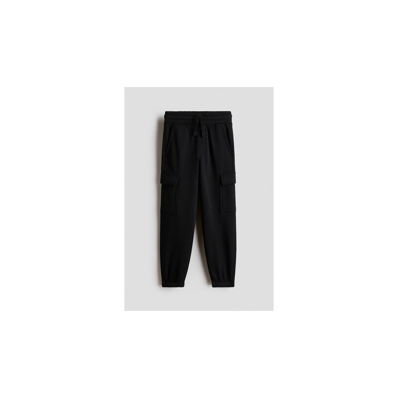 H&M - Kalhoty jogger cargos česaným rubem - Černá