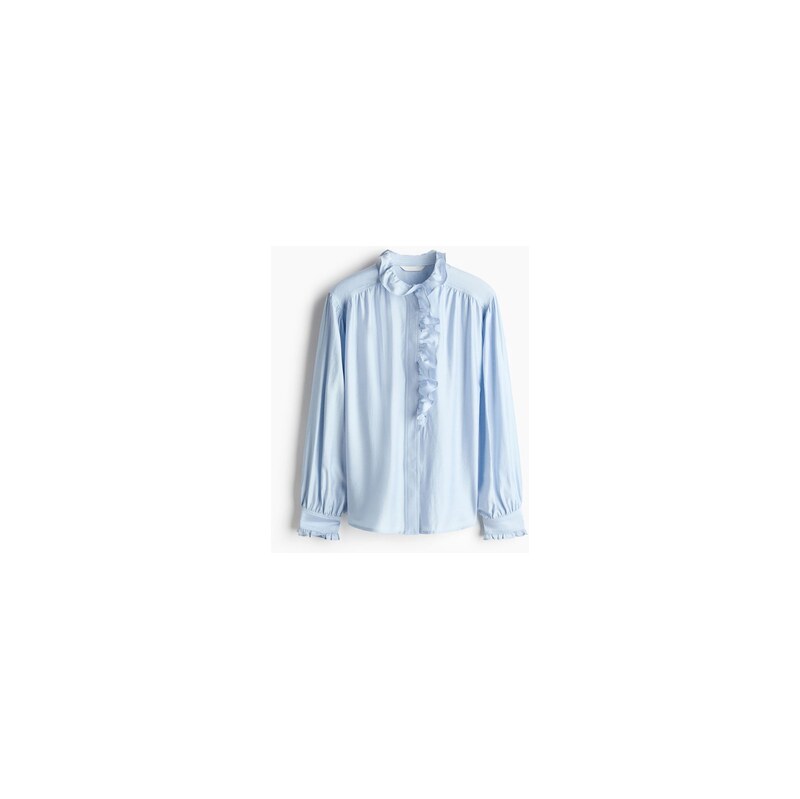 H&M - Propínací volánková halenka - Bleděmodrá