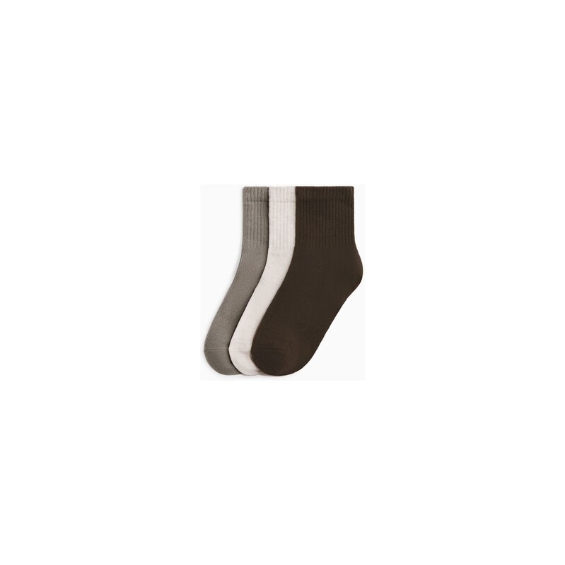 H&M - Ponožky 3 páry - Krémová/Khaki Zelená