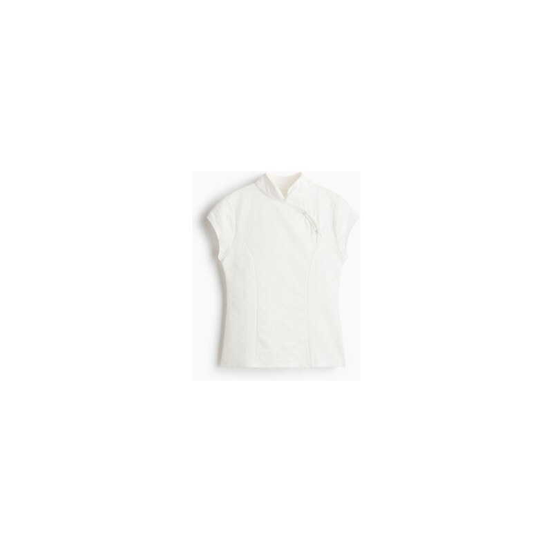 H&M - Top z žakárového žerzejes knoflíky - Bílá