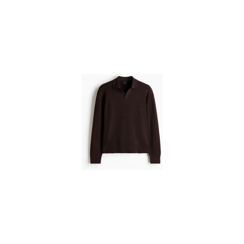 H&M - Pletený tops límečkem Relaxed Fit - Tmavě Hnědá