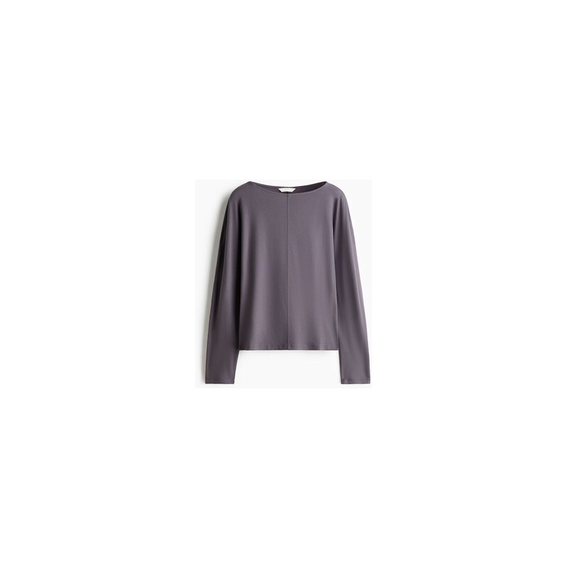 H&M - Tops lodičkovým výstřihem a dlouhým rukávem - Tlumená