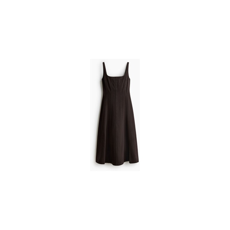 H&M - Džínové šaty midi - Tmavě Hnědá