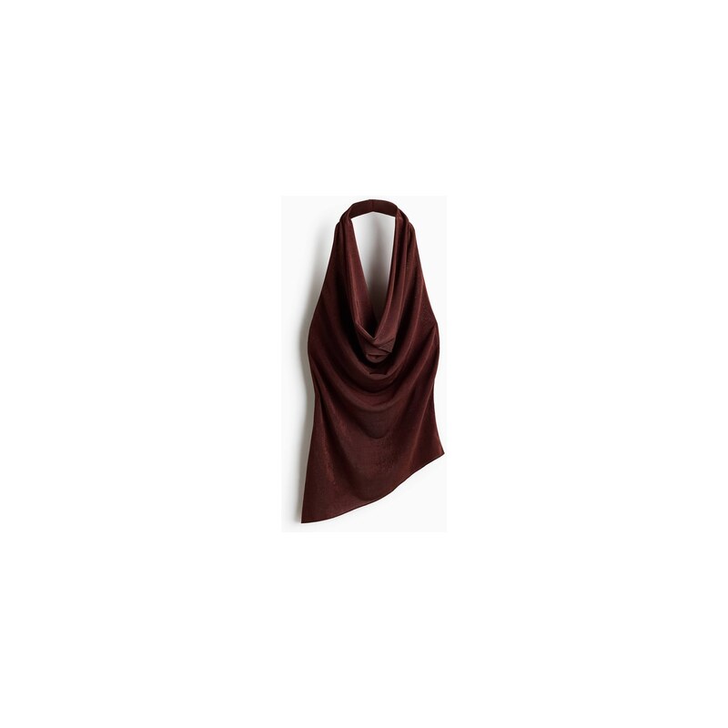 H&M - Asymetrický tops vodopádovým výstřihem - Tmavě Hnědá