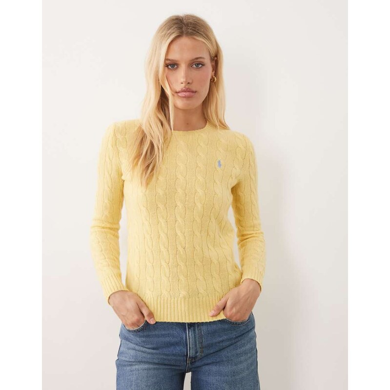Polo Ralph Lauren icon logo cotton cable knit jumper in yellow