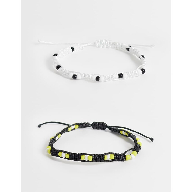 ASOS DESIGN 2 pack braided beaded bracelet in multi