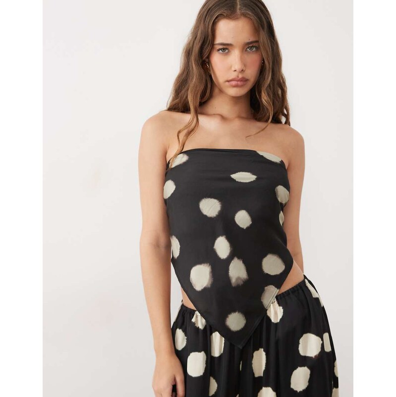 ASOS DESIGN scarf top in blur polka dot-Multi