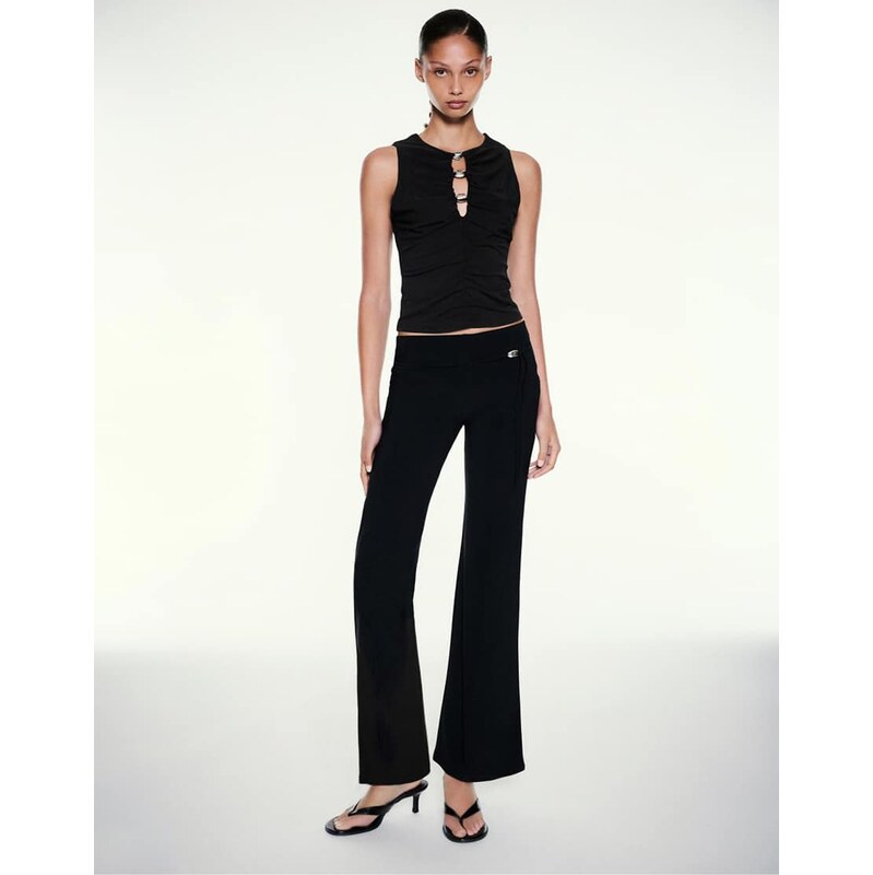 Pull&Bear Appliqué cut-out top in black