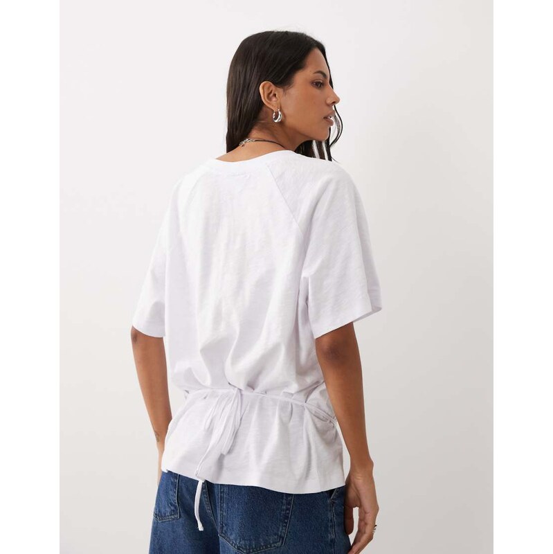 ASOS DESIGN T-SHIRT with ties waist detail white