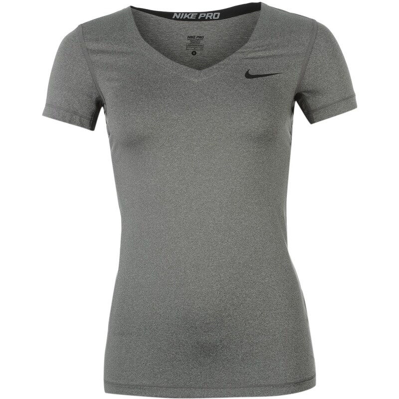 Triko Nike Pro Short Sleeve V Neck Base Layer dámské Grey