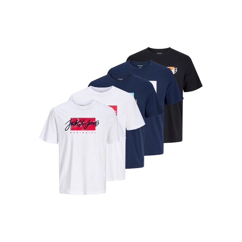 JACK & JONES Tričko JJTiley JJNolan námořnická modř / červená /