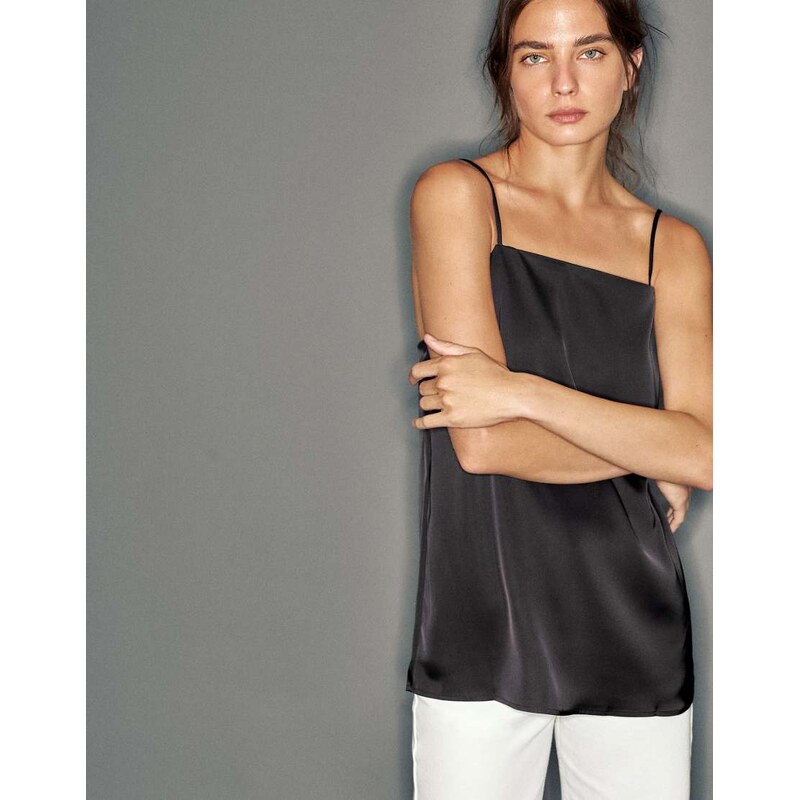 Pull&Bear Satin cami top in black