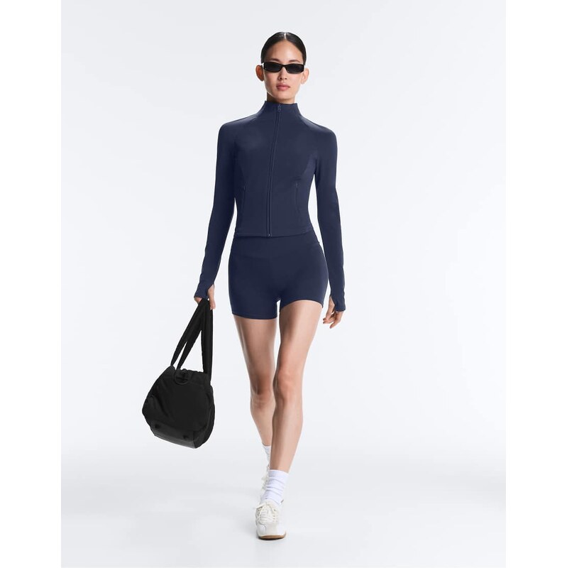 OYSHO Light warm rib technical jacket in navy