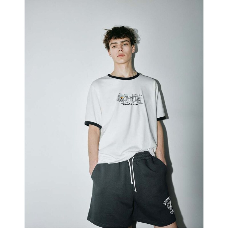 Pull&Bear One piece ribbed t-shirt in beige-Neutral