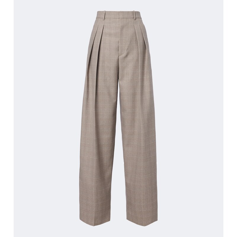 Bottega Veneta Prince of Wales check wool wide-leg pants