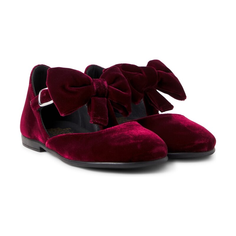 PèPè Bow-detail velvet ballet flats