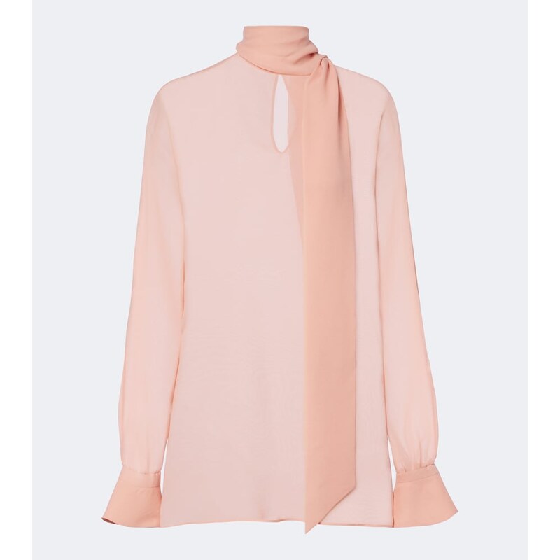 Valentino Tie-neck silk georgette blouse