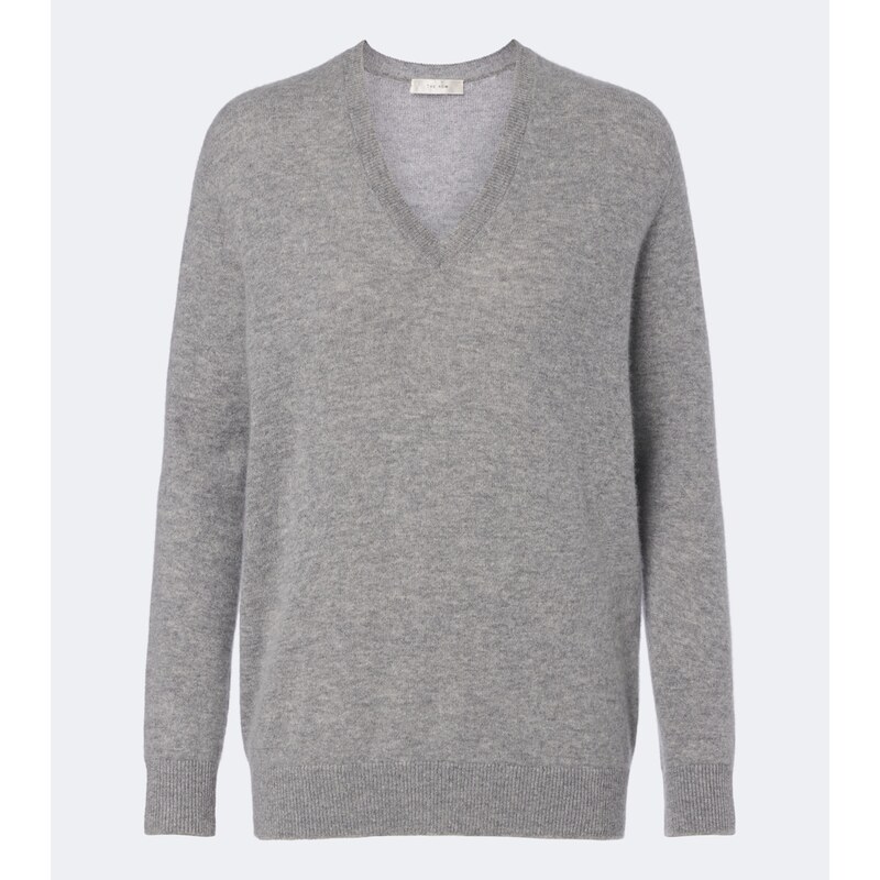 Klasický cashmere svetr v odstínu světlé šedé meláže