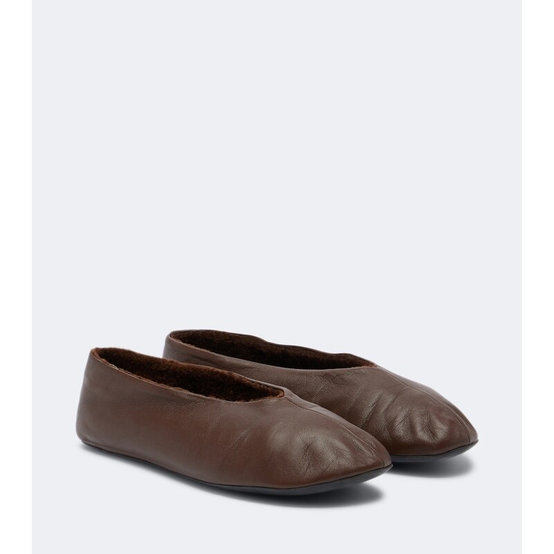 The Row Stella shearling-trimmed leather ballet flats