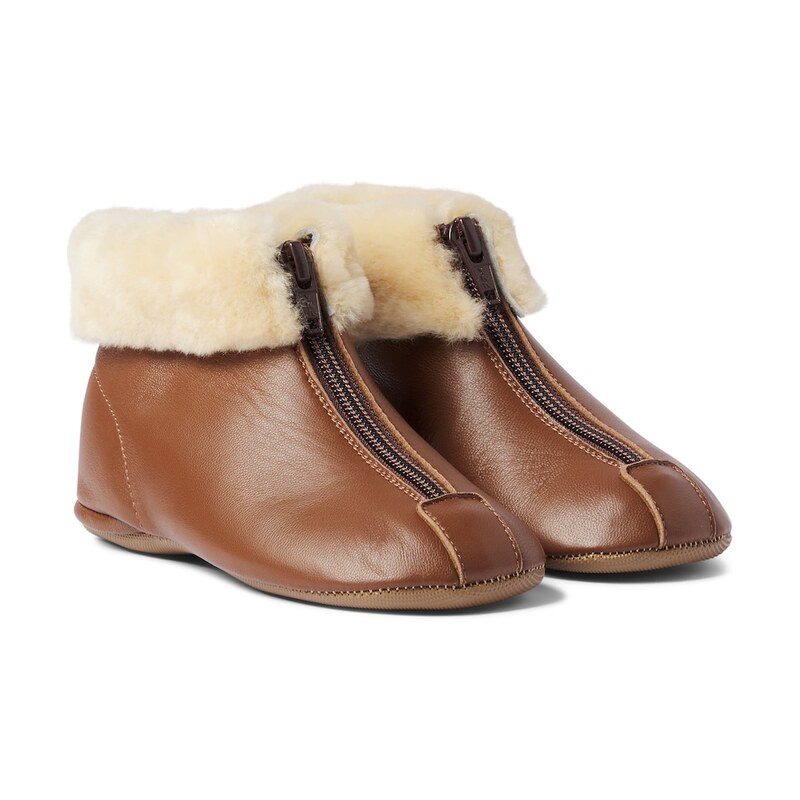 PèPè Glace shearling-trimmed leather ankle boots