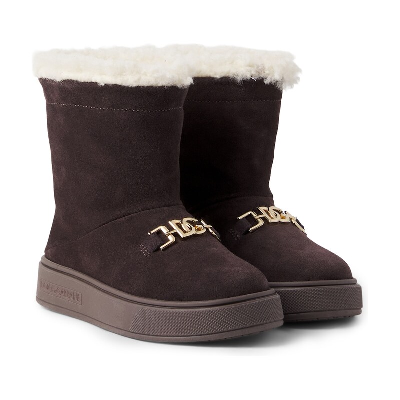 Dolce&Gabbana Kids DG shearling-lined suede boots