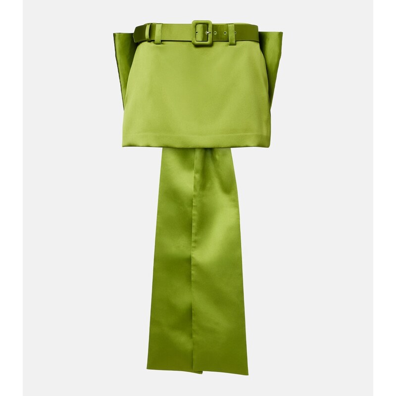Self-Portrait Belted bow-detail satin miniskirt