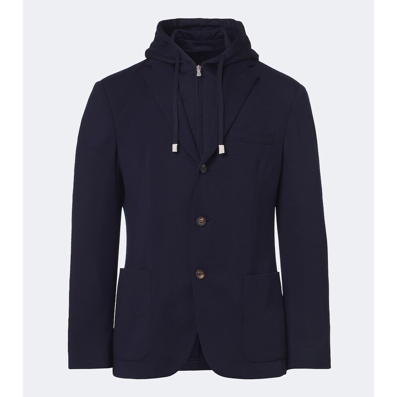 Eleventy Hooded layered wool blazer