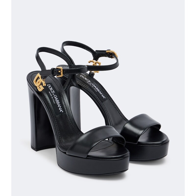 Kožené platformové sandály Dolce&Gabbana DG v barvě černá