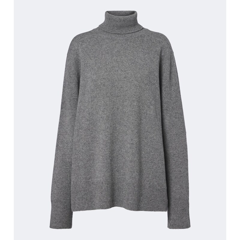 Dámský turtleneckový rolák barvy Grey Melange z vlny a kachničky