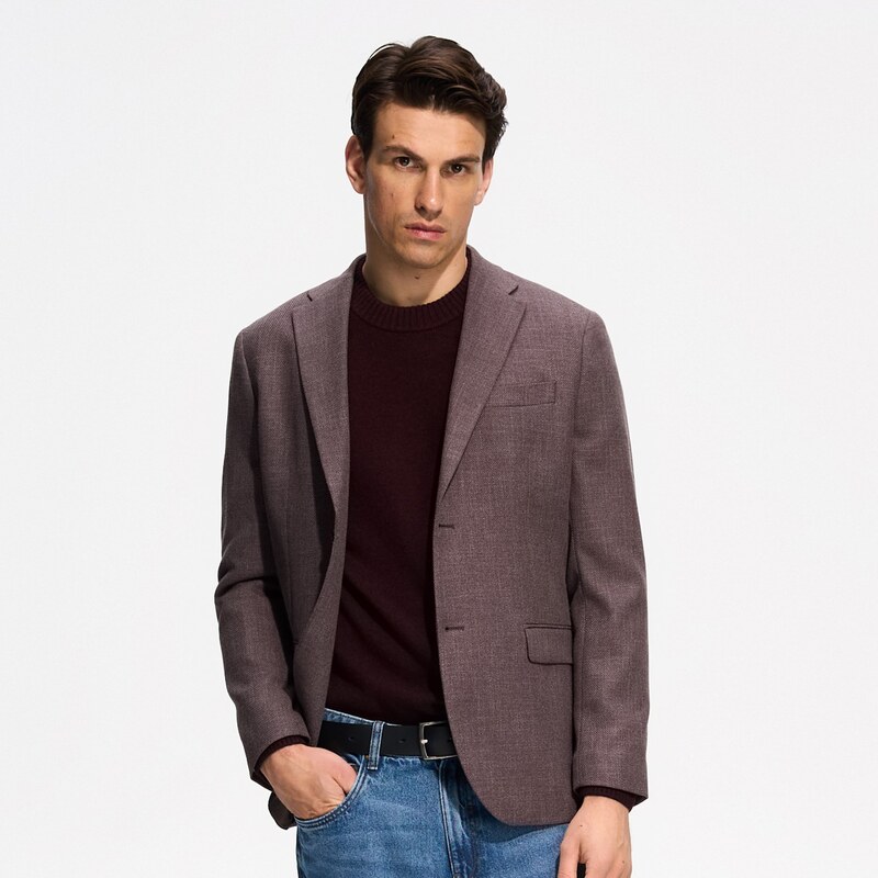 Reserved - Blejzr regular fit - hnědá