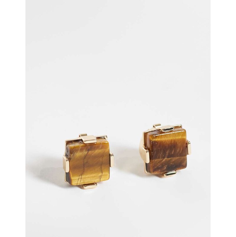ASOS DESIGN square button-cover cufflinks with real semi