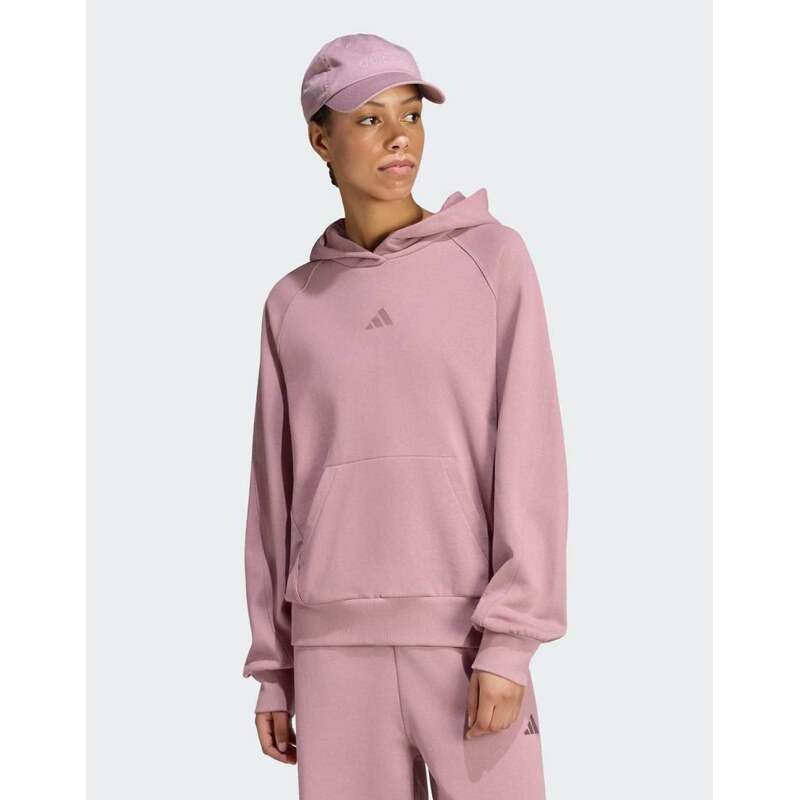adidas performance Adidas kit small logo hoodie in magic mauve