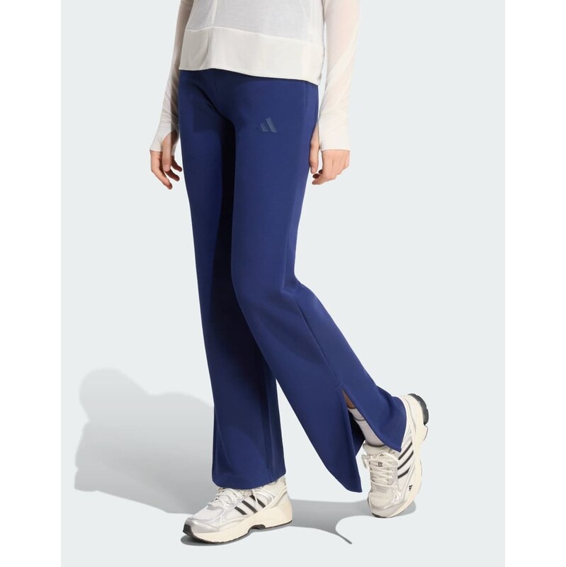 adidas performance Soft lux flared pants in dark blue