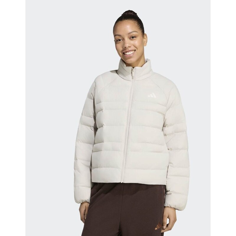 adidas performance Essentials packable insulated jacket in beige