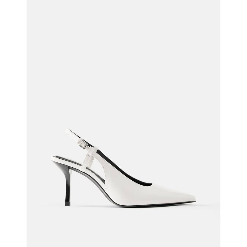 Pull&Bear Slingback high-heel shoes in white