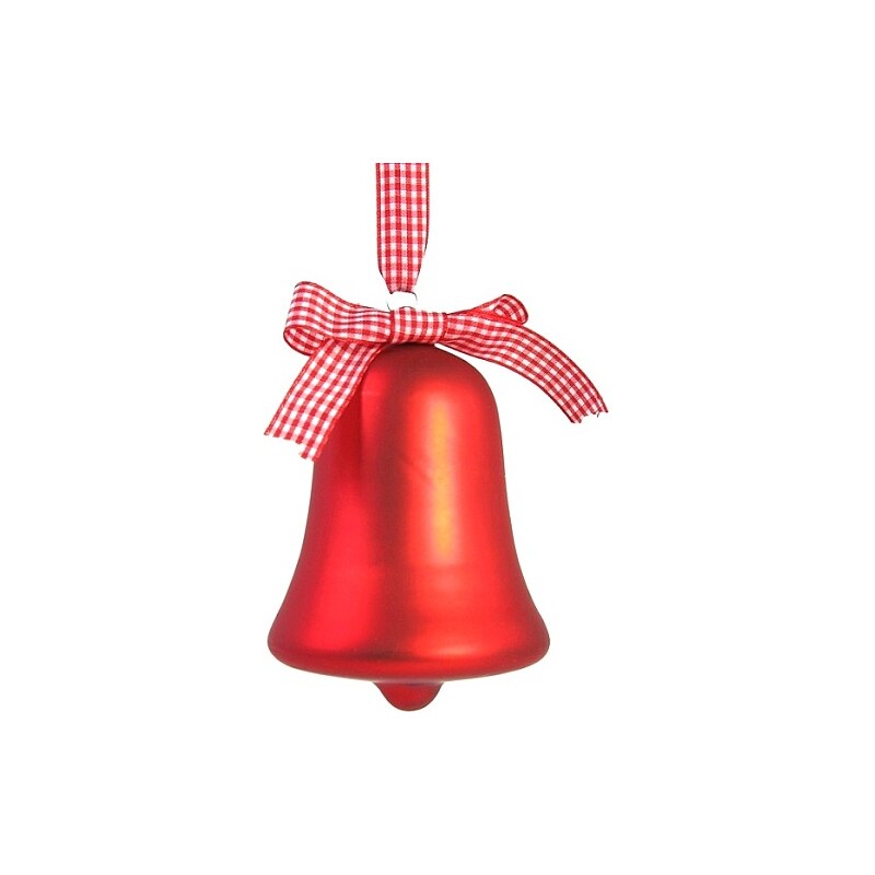 KERSTEN - Vánoční ozdoba zvonek, červený, matný, 12,5cm