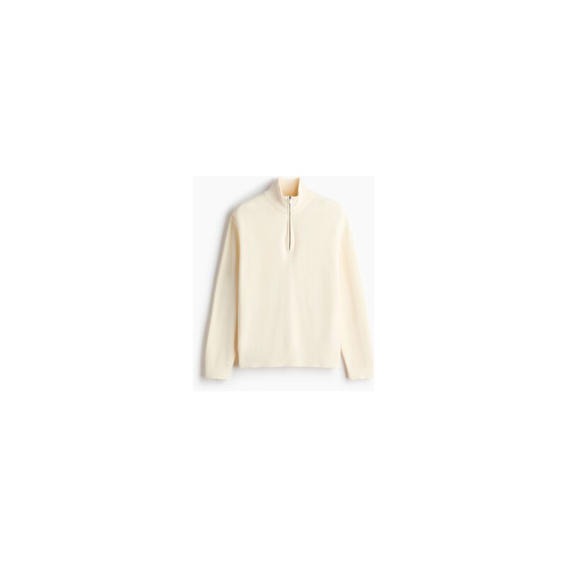 H&M - Svetrs horním zipem Regular Fit - Krémová