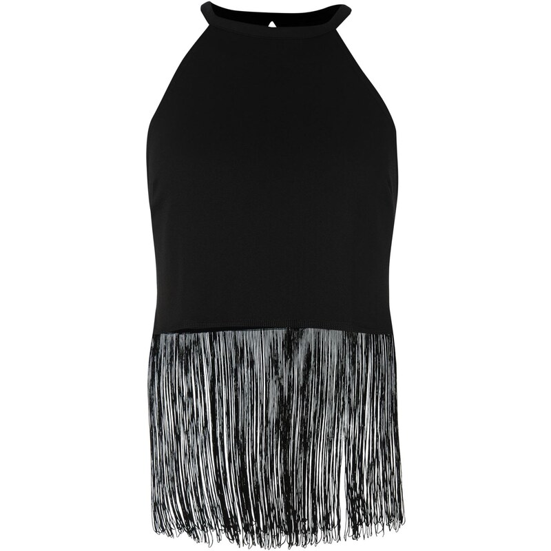 Top Rock and Rags Fringe Hem Cami dám. černá S