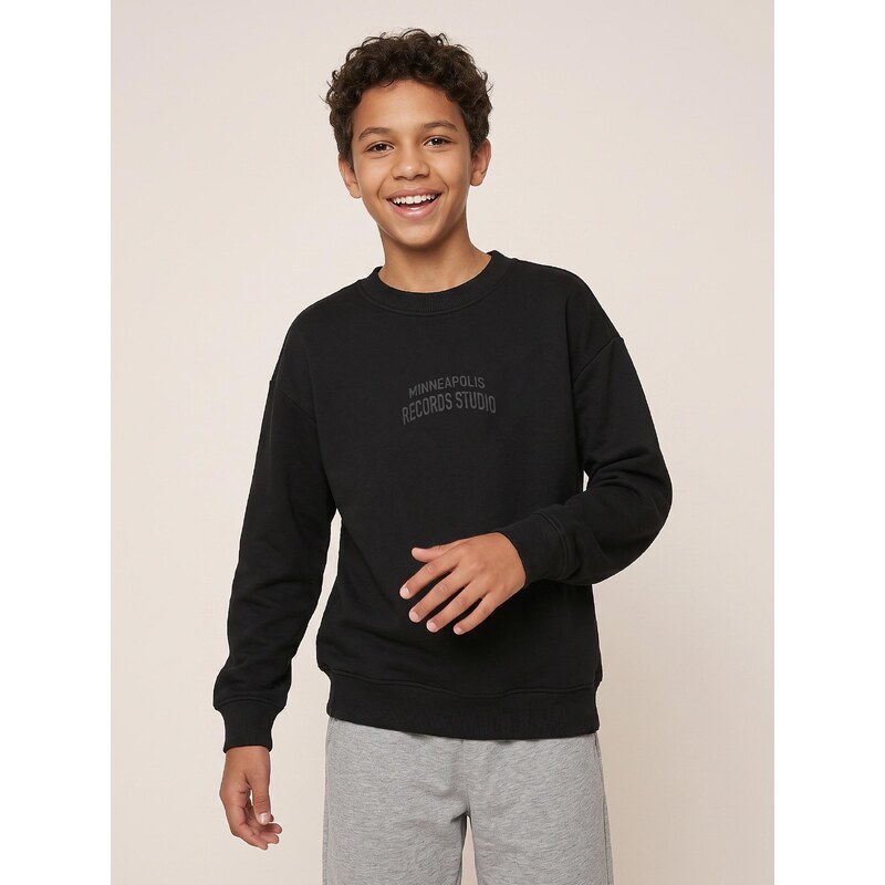 Sinsay - Crewneck mikina s nápisem - černá