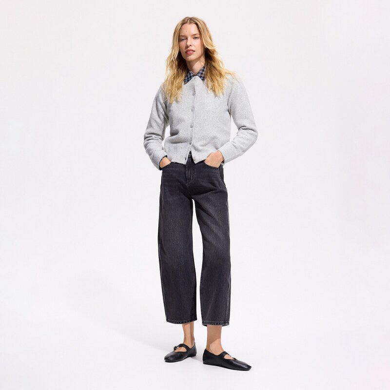 Reserved - LADIES` JEANS TROUSERS & BELT - černý