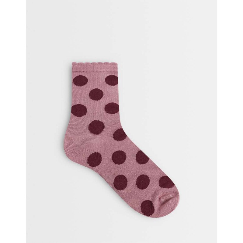 Vero Moda polka dot socks in pink with burgundy spots-Red