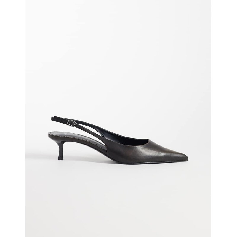Mango heeled slingback court in chocolate-Brown